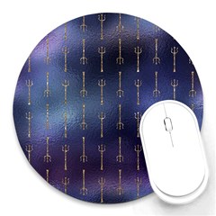 Trident On Blue Ocean  Round Mousepad by ConteMonfrey