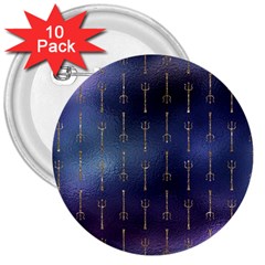 Trident On Blue Ocean  3  Buttons (10 Pack)  by ConteMonfrey