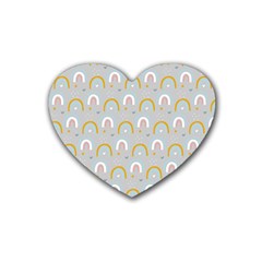 Rainbow Pattern Rubber Coaster (heart) by ConteMonfrey