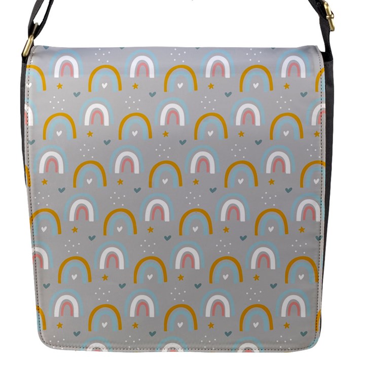 Rainbow pattern Flap Closure Messenger Bag (S)