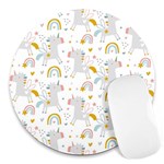 Unicorns rainbow Round Mousepad Front