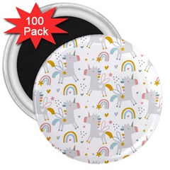 Unicorns Rainbow 3  Magnets (100 Pack) by ConteMonfrey