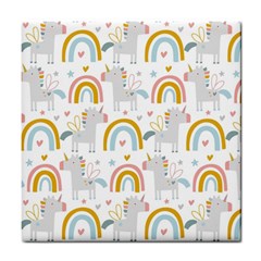 Unicorns, Hearts And Rainbows Tile Coaster by ConteMonfrey