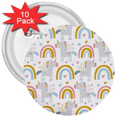 Unicorns, Hearts And Rainbows 3  Buttons (10 Pack)  by ConteMonfrey