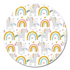 Unicorns, Hearts And Rainbows Magnet 5  (round) by ConteMonfrey