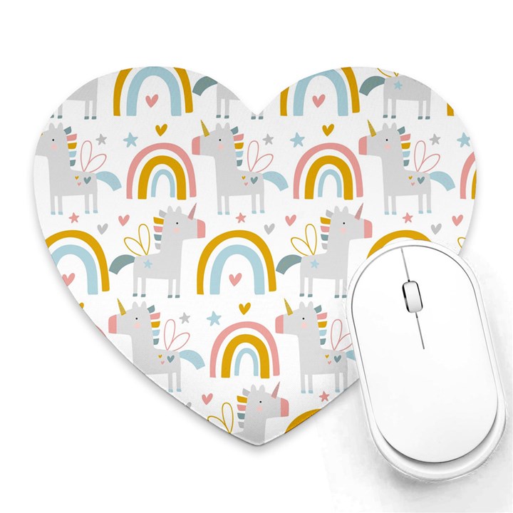 Unicorns, hearts and Rainbows Heart Mousepad