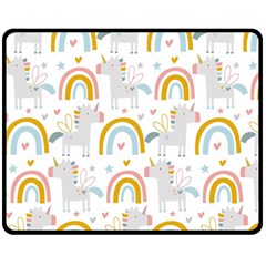 Unicorns, Hearts And Rainbows Fleece Blanket (medium)  by ConteMonfrey