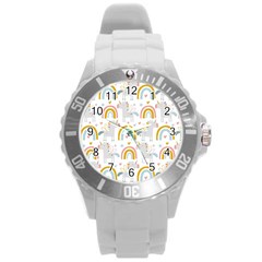 Unicorns, Hearts And Rainbows Round Plastic Sport Watch (l) by ConteMonfrey