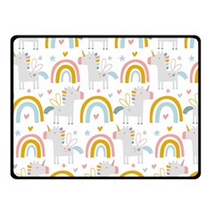 Unicorns, Hearts And Rainbows Double Sided Fleece Blanket (small)  by ConteMonfrey