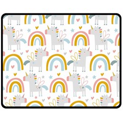 Unicorns, Hearts And Rainbows Double Sided Fleece Blanket (medium)  by ConteMonfrey