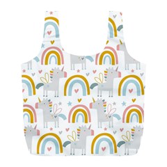 Unicorns, Hearts And Rainbows Full Print Recycle Bag (l) by ConteMonfrey