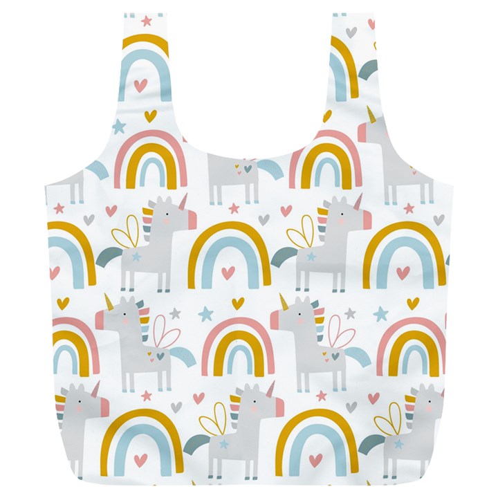 Unicorns, hearts and Rainbows Full Print Recycle Bag (XL)