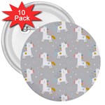 Cute unicorns 3  Buttons (10 pack)  Front