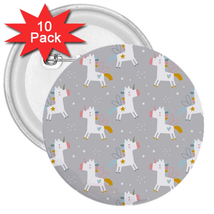 Cute unicorns 3  Buttons (10 pack) 