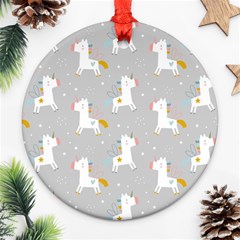 Cute Unicorns Round Ornament (two Sides) by ConteMonfrey