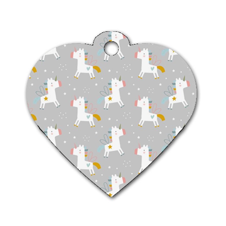 Cute unicorns Dog Tag Heart (Two Sides)