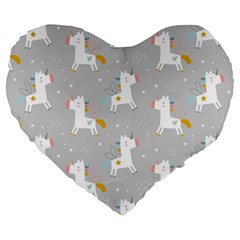 Cute Unicorns Large 19  Premium Flano Heart Shape Cushions by ConteMonfrey