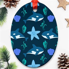 Whale And Starfish  Ornament (oval) by ConteMonfrey