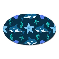 Whale And Starfish  Oval Magnet by ConteMonfrey