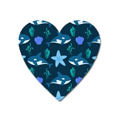 Whale And Starfish  Heart Magnet by ConteMonfrey