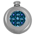 Whale and starfish  Round Hip Flask (5 oz) Front