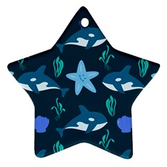 Whale And Starfish  Star Ornament (two Sides) by ConteMonfrey