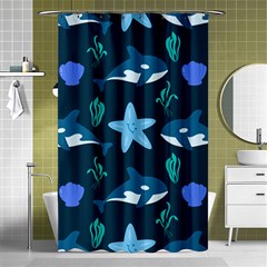 Whale And Starfish  Shower Curtain 48  X 72  (small)  by ConteMonfrey