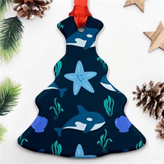 Whale And Starfish  Christmas Tree Ornament (two Sides) by ConteMonfrey