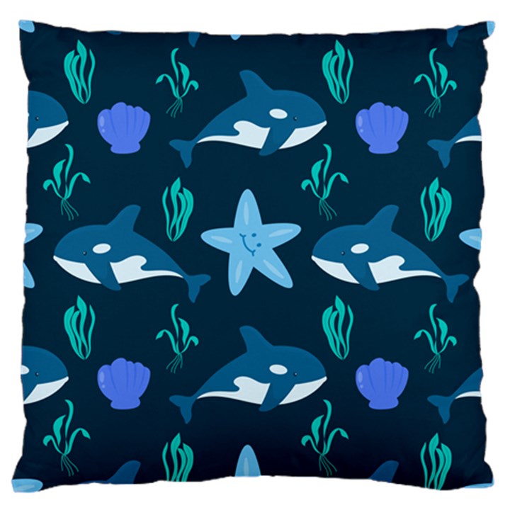 Whale and starfish  Large Cushion Case (Two Sides)