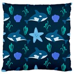 Whale and starfish  Large Cushion Case (Two Sides) Back