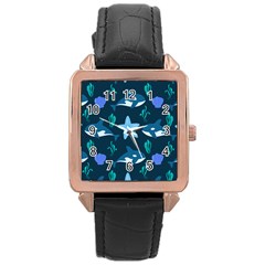 Whale And Starfish  Rose Gold Leather Watch  by ConteMonfrey