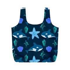 Whale And Starfish  Full Print Recycle Bag (m) by ConteMonfrey