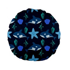 Whale And Starfish  Standard 15  Premium Flano Round Cushions by ConteMonfrey