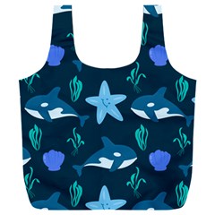 Whale And Starfish  Full Print Recycle Bag (xxxl)