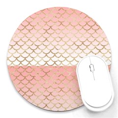 Mermaid Ombre Scales  Round Mousepad by ConteMonfrey