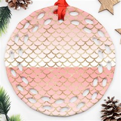 Mermaid Ombre Scales  Round Filigree Ornament (two Sides) by ConteMonfrey