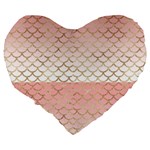 Mermaid Ombre Scales  Large 19  Premium Heart Shape Cushions Back