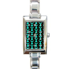 Blue Mermaid Tail Black Rectangle Italian Charm Watch by ConteMonfrey