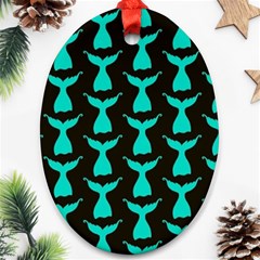 Blue Mermaid Tail Black Ornament (oval) by ConteMonfrey