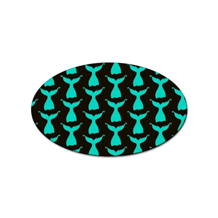 Blue Mermaid Tail Black Sticker (Oval)