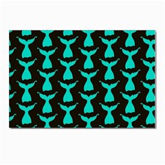 Blue Mermaid Tail Black Postcard 4 x 6  (pkg Of 10) by ConteMonfrey