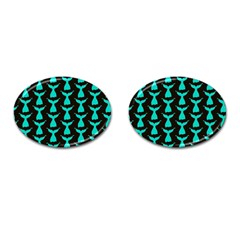 Blue Mermaid Tail Black Cufflinks (oval) by ConteMonfrey