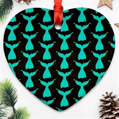 Blue Mermaid Tail Black Heart Ornament (two Sides) by ConteMonfrey