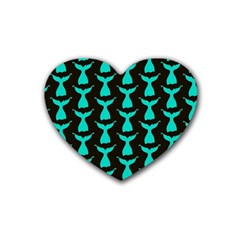 Blue Mermaid Tail Black Rubber Coaster (heart) by ConteMonfrey