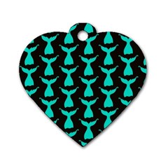 Blue Mermaid Tail Black Dog Tag Heart (two Sides) by ConteMonfrey