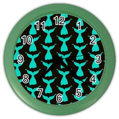 Blue Mermaid Tail Black Color Wall Clock by ConteMonfrey