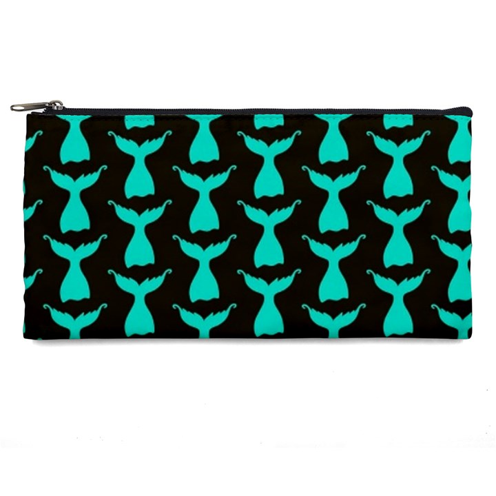 Blue Mermaid Tail Black Pencil Case