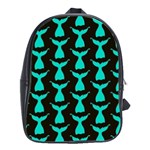 Blue Mermaid Tail Black School Bag (Large) Front