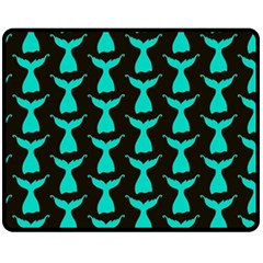 Blue Mermaid Tail Black Fleece Blanket (medium)  by ConteMonfrey