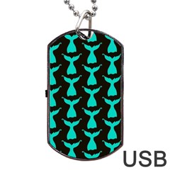 Blue Mermaid Tail Black Dog Tag Usb Flash (one Side) by ConteMonfrey